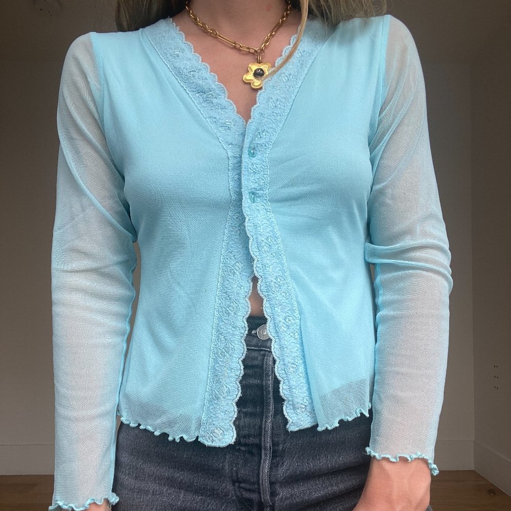 LIGHT  ACQUA BLUE CARDIGAN/BLOUSE